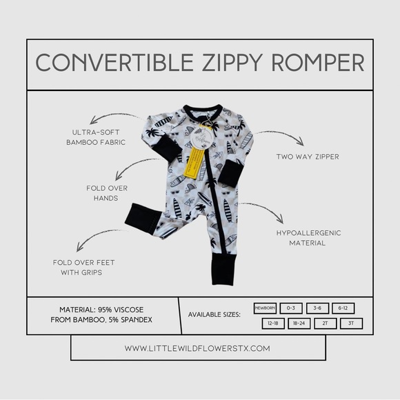 Surf’s Up Convertible Zippy Romper - Picture 2 of 2